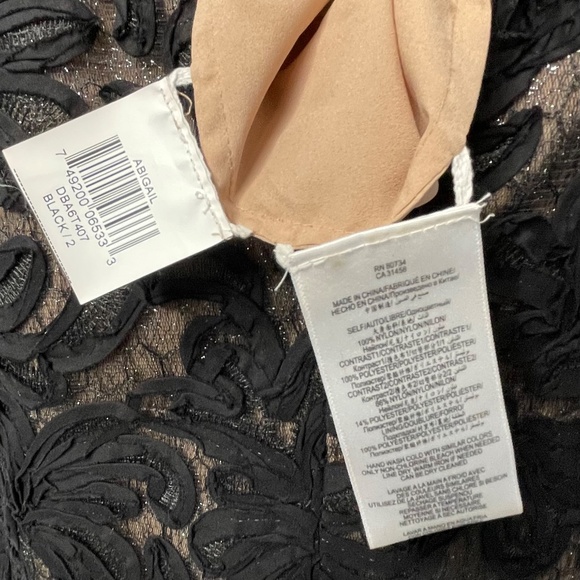 BCBGMaxAzria Black Floral Embroidered Illusion Sheath Dress Size 2 - Picture 8 of 12